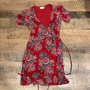 Ralph Lauren Denim & Supply Red Floral Wrap Dress Medium